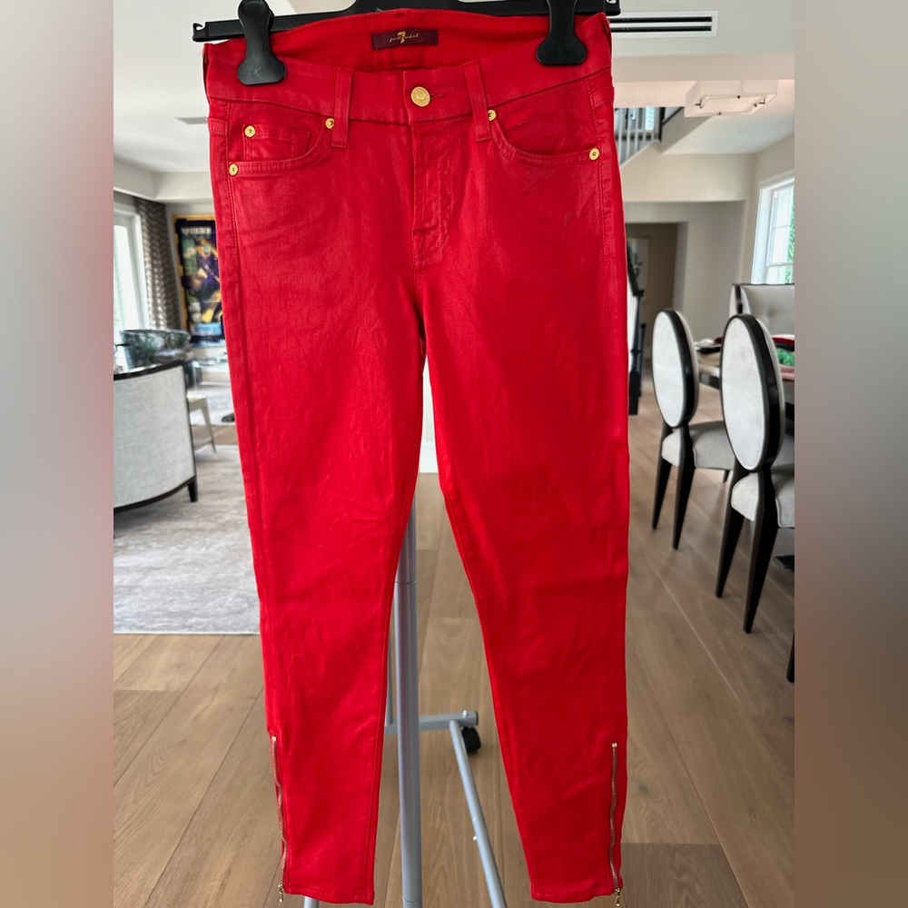 7 For All Mankind Red Skinny Jeans